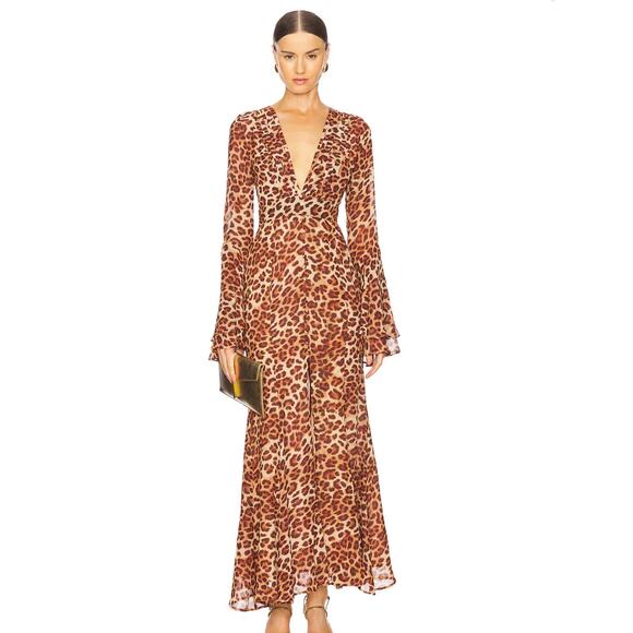 NWOT Runaway the Label leopard print sari maxi dress size medium - Picture 11 of 11